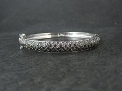 Sterling Silver Black Tourmaline Bangle Bracelet 6.75"