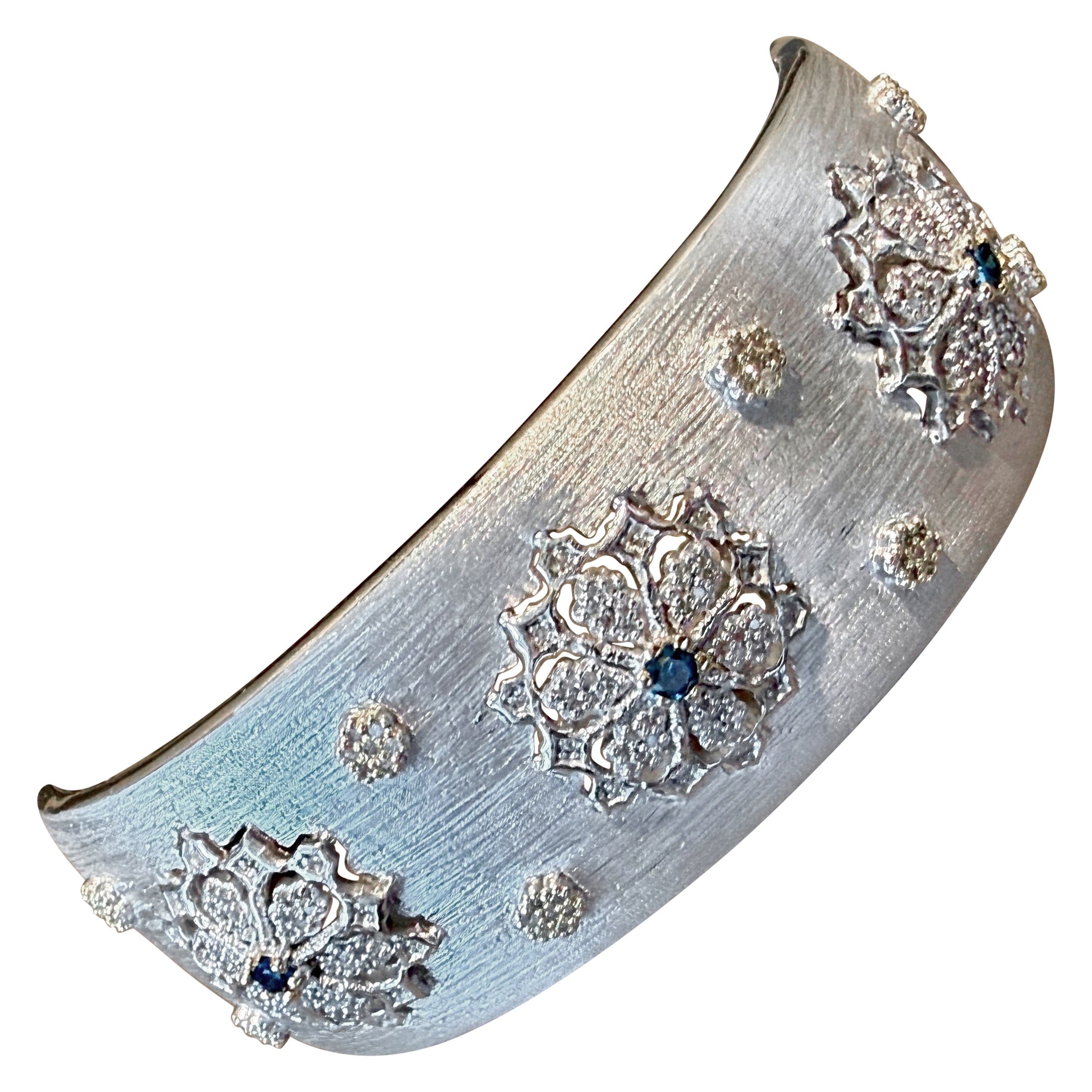 Sterling Silver blue Diamond cuff bracelet