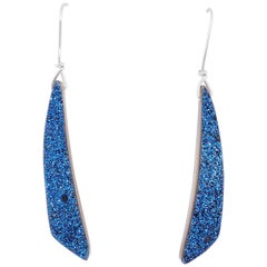 Sterling Silver Blue Knight Druzy Drop Earrings