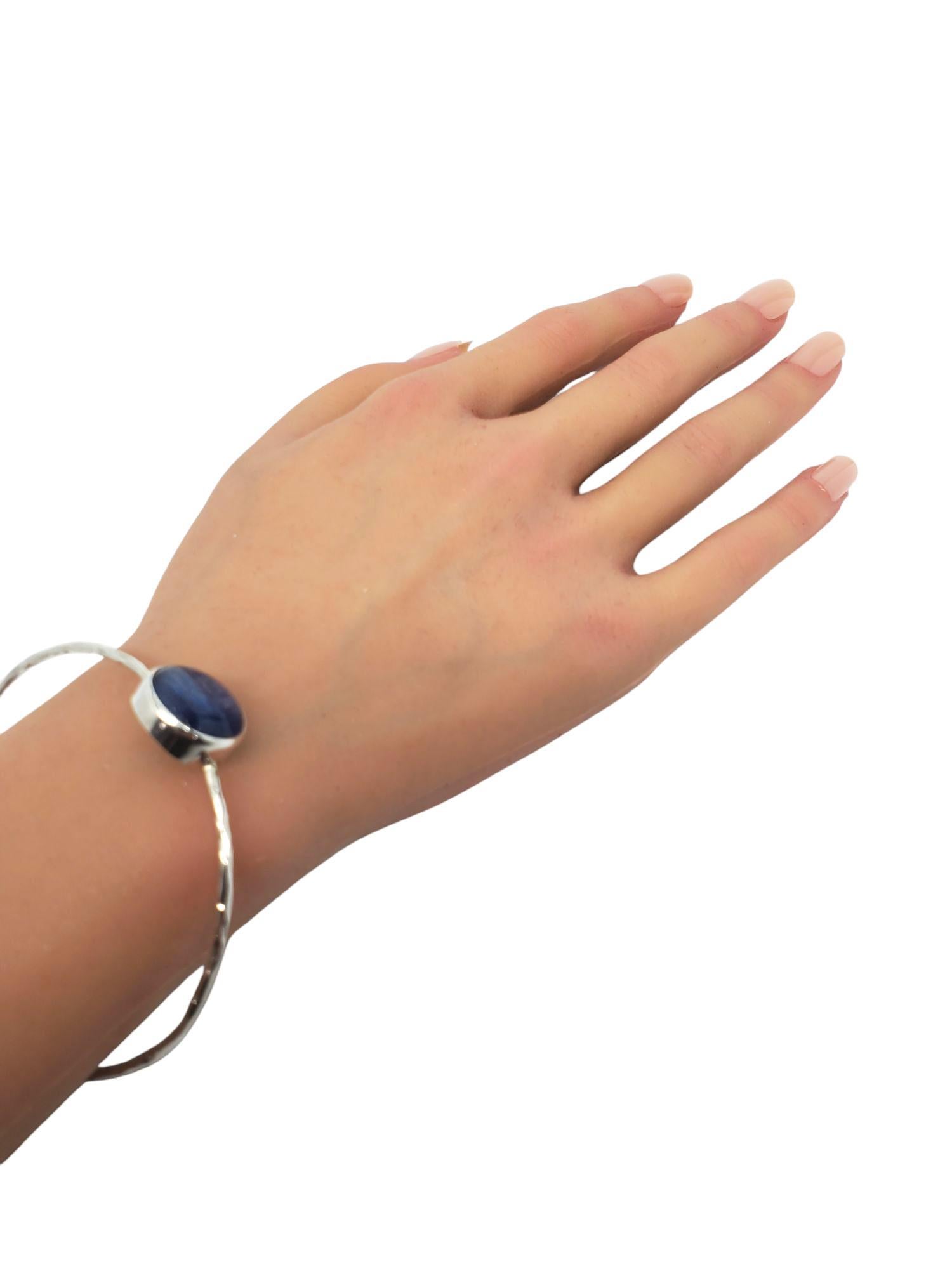 Pulsera brazalete de plata de ley con cianita azul nº 20945 en venta 3