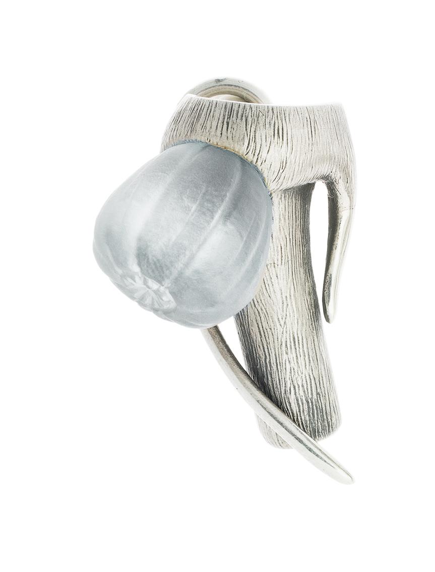 This contemporary Fig Men's brooch is made of sterling silver and features tender frosted blue-grown quartz. The collection was featured in an issue of Harper's Bazaar UA.

The fig fruit is a unique hand-made sculpture of the sweetest southern figs,