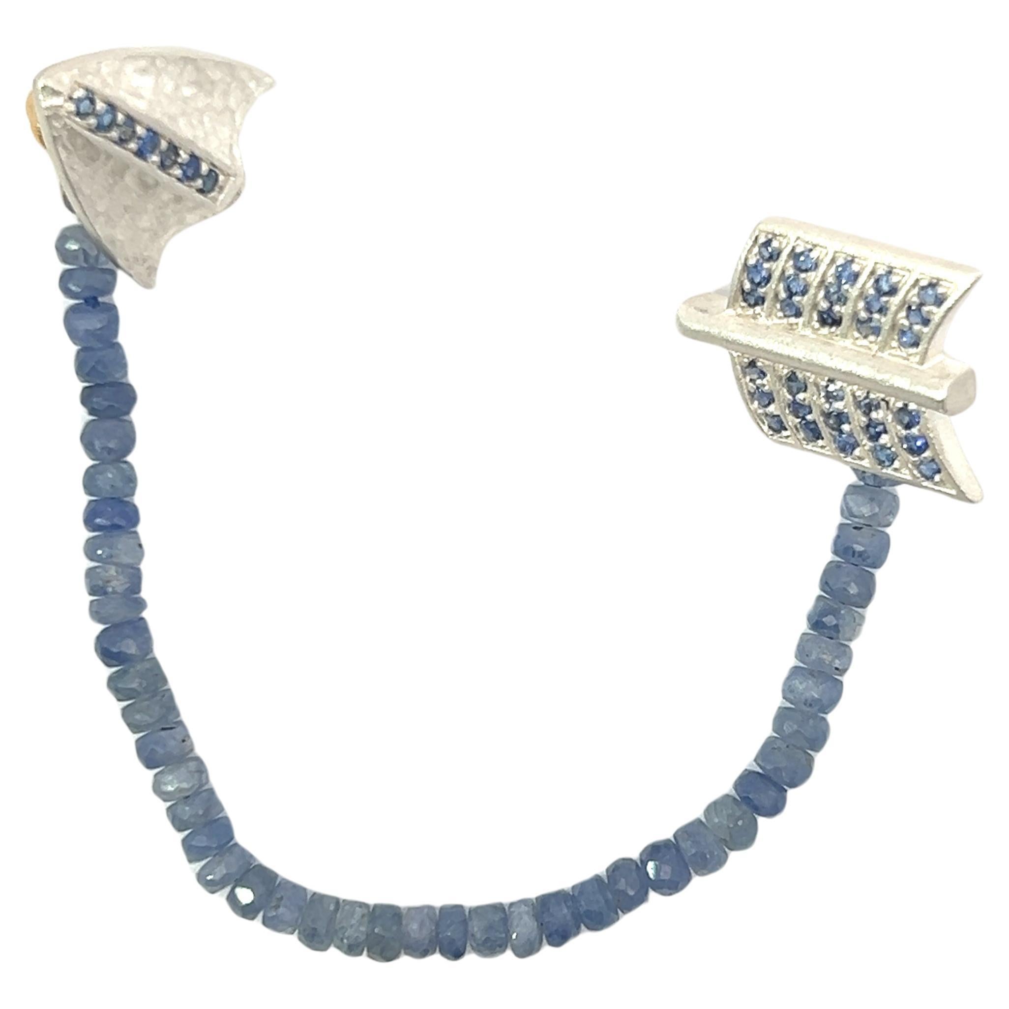 Sterling Silver Blue Sapphires Arrow Pin Sapphire Beads