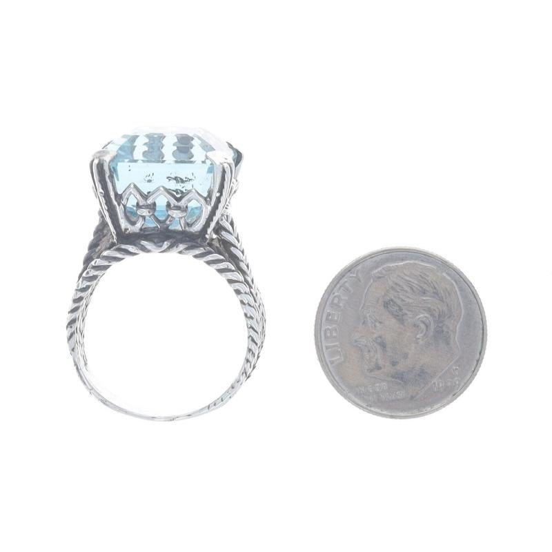 De las mujeres Anillo solitario de cóctel de topacio azul de plata de ley - 925 talla esmeralda 16,98 ct en venta