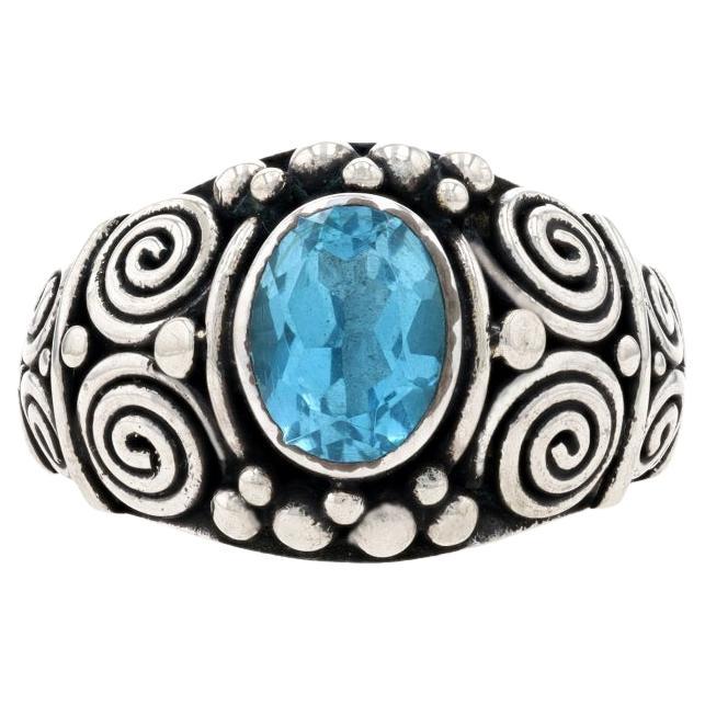 Sterling Silver Blue Topaz Cocktail Solitaire Ring - 925 Oval 2.50ct ...