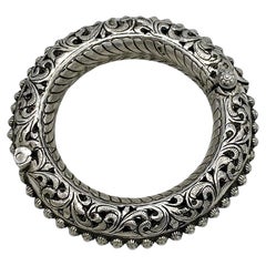 Sterling Silver Bold Ethnic Style Handmade Bangle