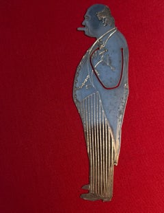 Sterling Silver Bookmark of a Man Smoking a Cigar