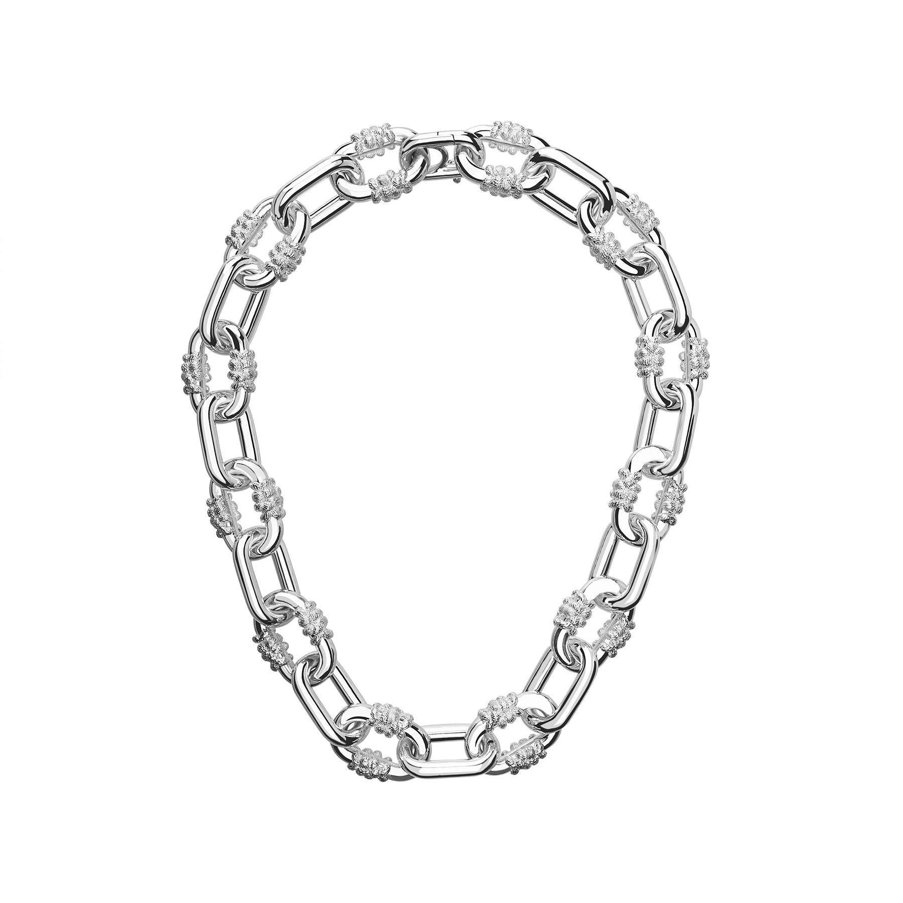 Sterling Silver Bordados Chain Choker In New Condition For Sale In Mexico City, MX