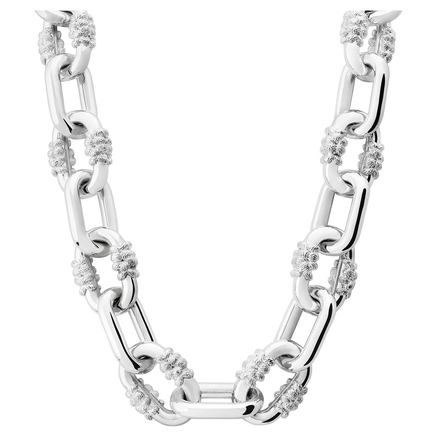 Sterling Silver Bordados Chain Choker For Sale