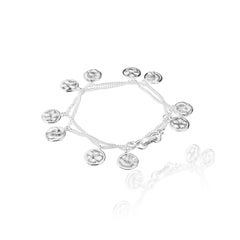 Sterling Silver Bordados Double Medals Bracelet