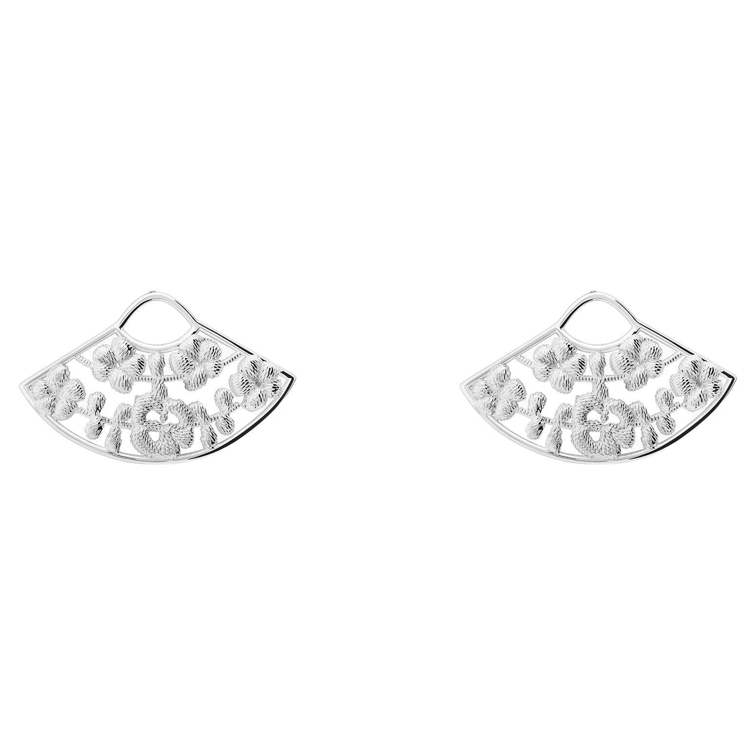 Sterling Silver Bordados Fan Earrings For Sale