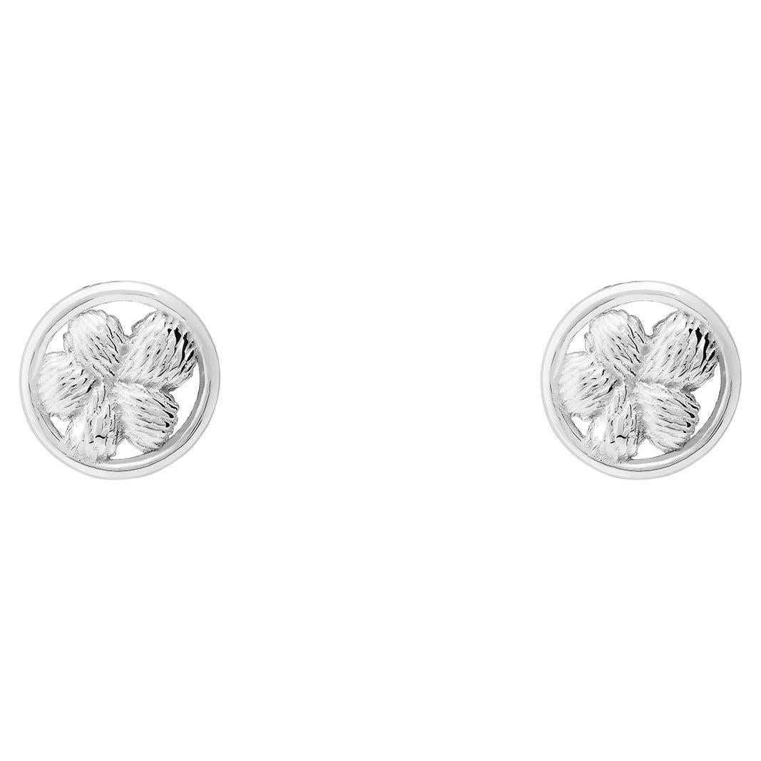 Sterling Silver Bordados Flower Button Earrings For Sale