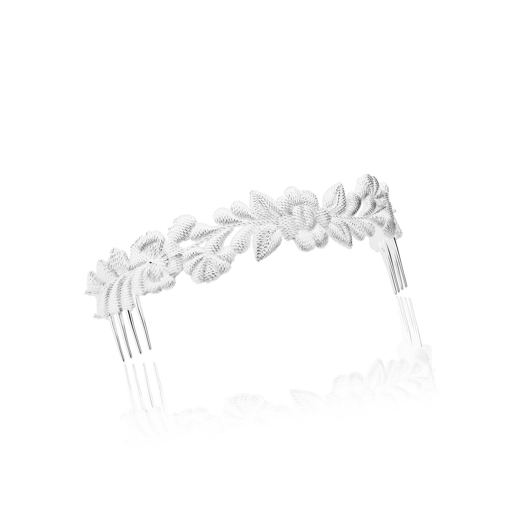 Sterling Silver Bordados Hair Comb In New Condition For Sale In Mexico City, MX