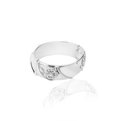 Sterling Silver Bordados Thin Rigid Bracelet