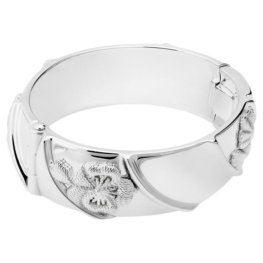 Sterling Silver Bordados Thin Rigid Bracelet For Sale