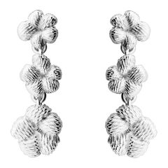 Sterling Silver Bordados Three Flower Earrings