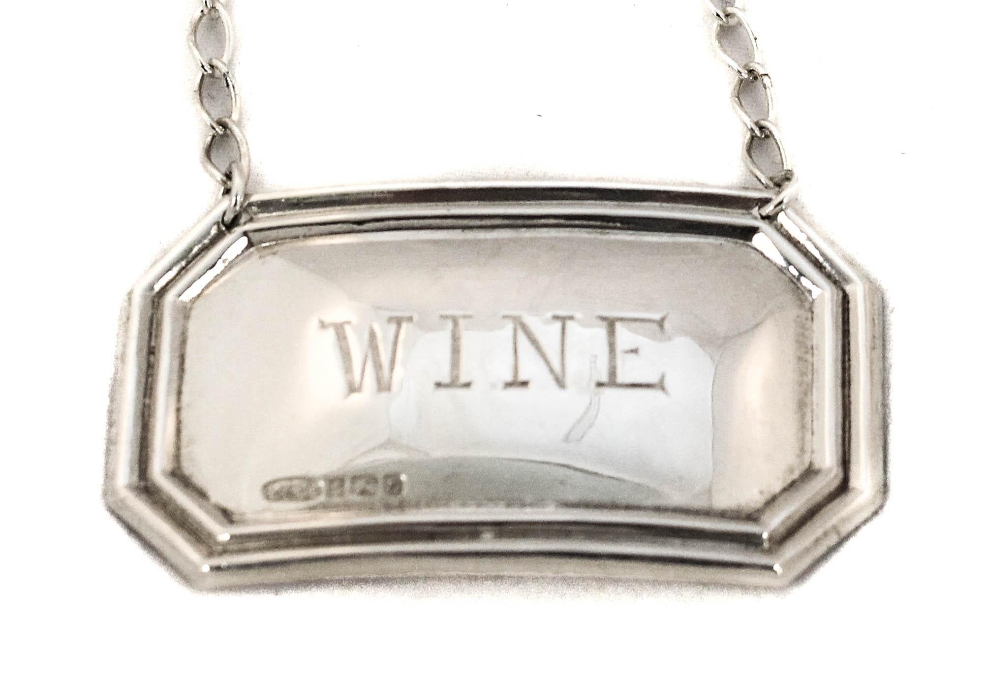 Inglese Etichetta per bottiglia in argento sterling in vendita