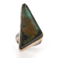 Sterling Silver Boulder Opal Cocktail Ring-925 Asymmetrical Triangle