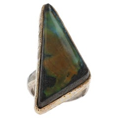 Sterling Silver Boulder Opal Cocktail Ring-925 Asymmetrical Triangle