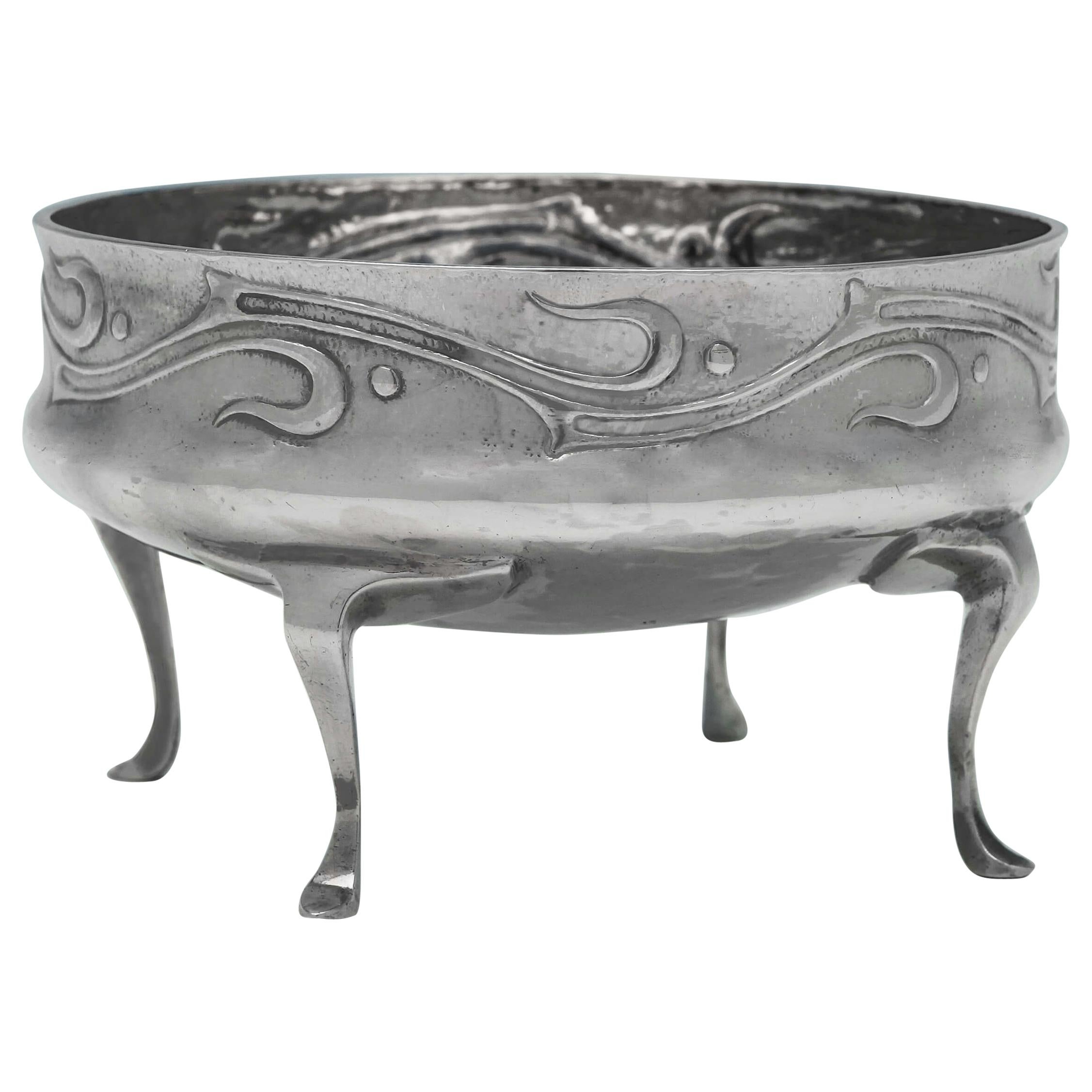 Archibald Knox Design for Liberty & Co - Sterling Silver Cymric Bowl - 1900 For Sale