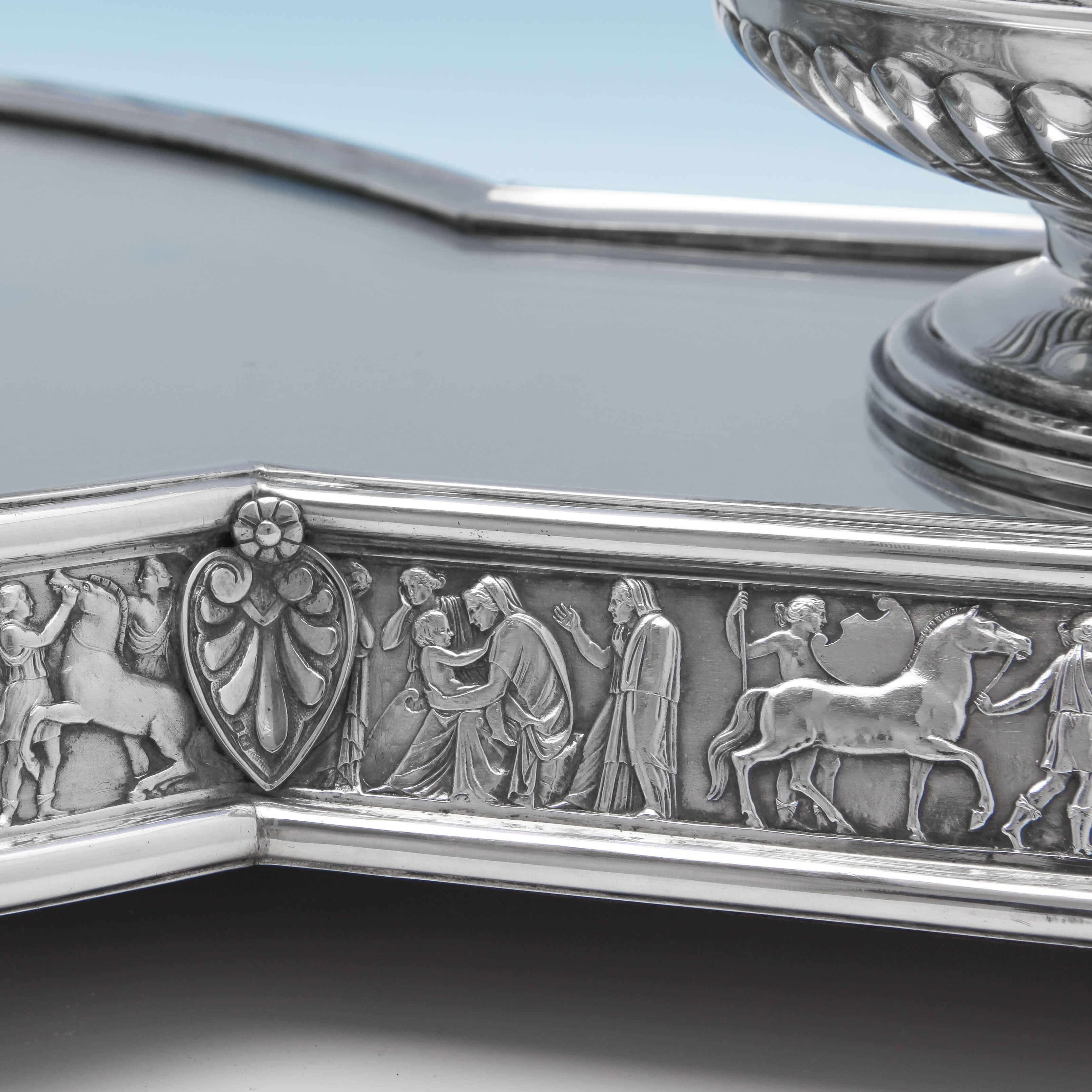 Greco Roman Roman Frieze Detailed Antique Victorian Sterling Silver Table Centrepiece 