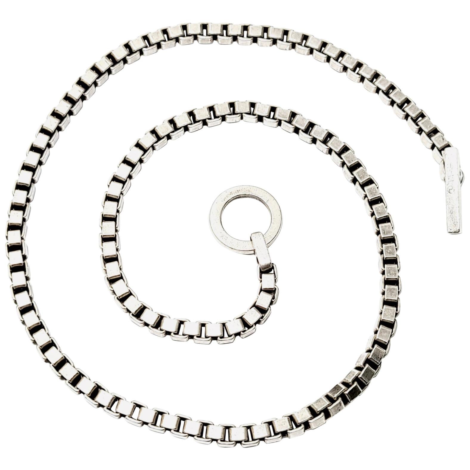 Sterling Silver Box Chain with Diamond Toggle