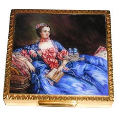 Sterling Silver Box Fire Enameled Hand Painted Guilloché Hand Engraved Salimbeni