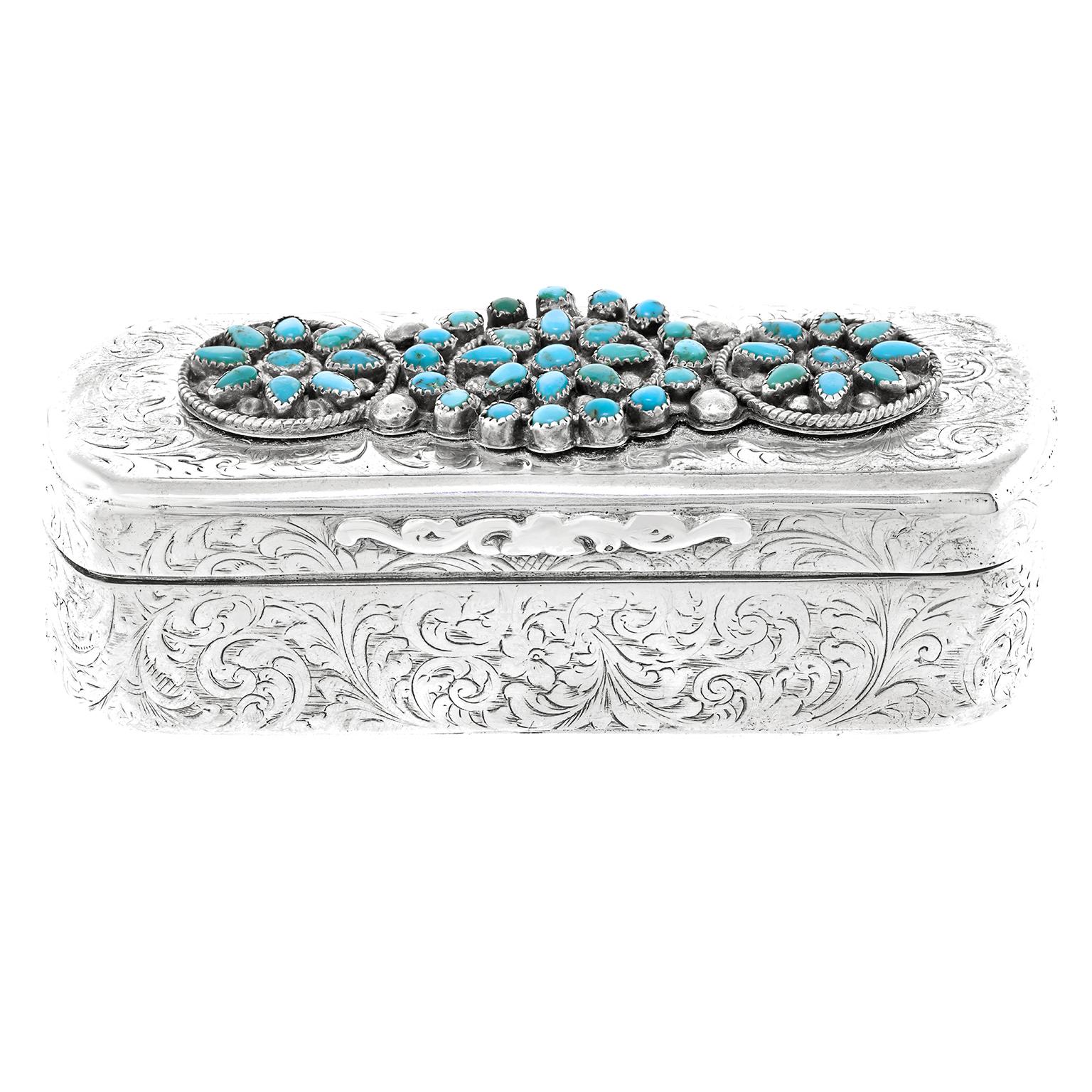 Sterling Silver Box with Navajo Decoration For Sale 5