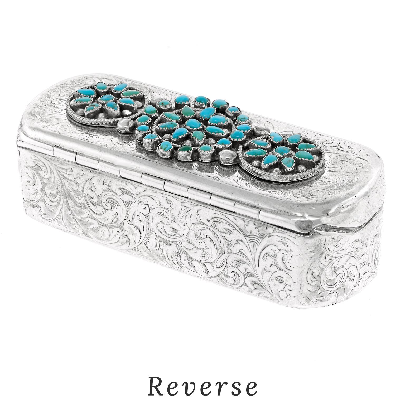 Scatola in argento con decorazioni Navajo in vendita 5