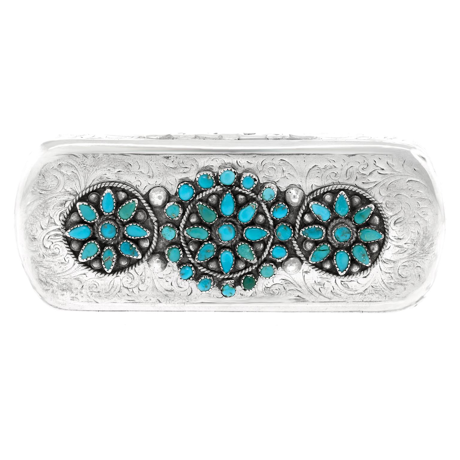 Austrian Sterling Silver Box with Navajo Decoration For Sale