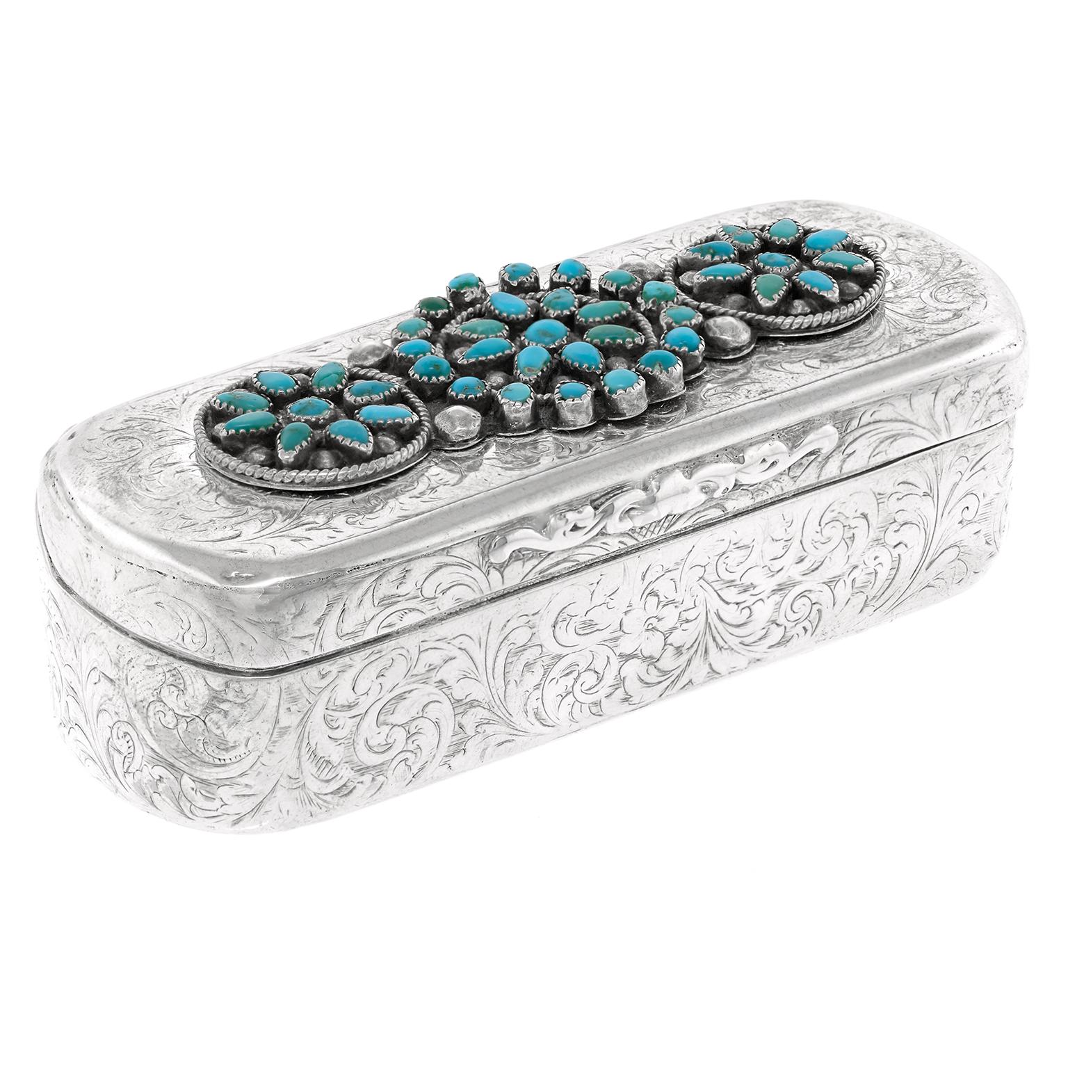 Scatola in argento con decorazioni Navajo in vendita 3