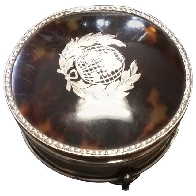 Sterling Silver Box with Tortoise Shell, circa 1910 For Sale at 1stDibs
