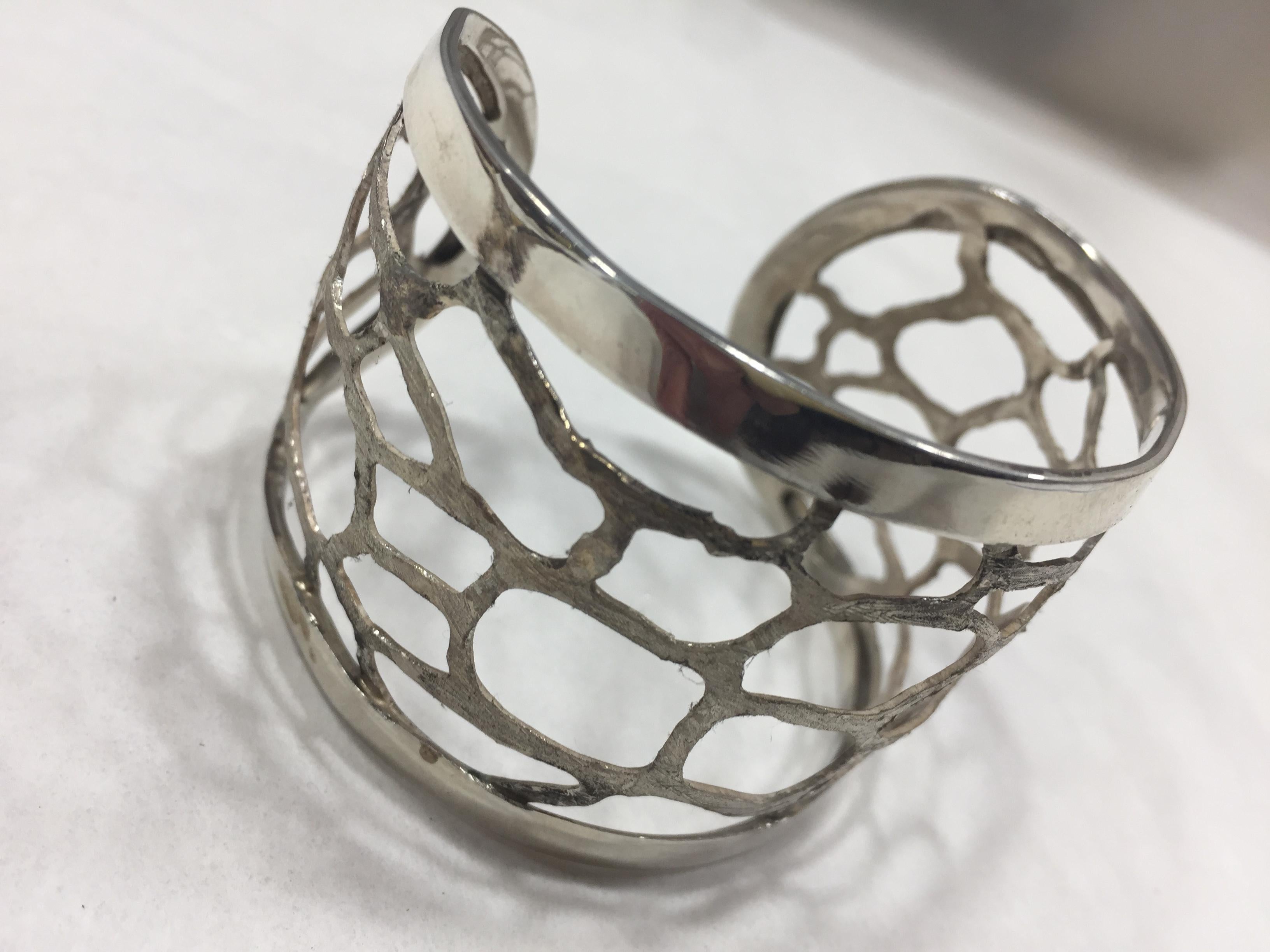 Artist Cuff Bracelet, Giraffe, Sterling Silver, Handmade, Italy For Sale