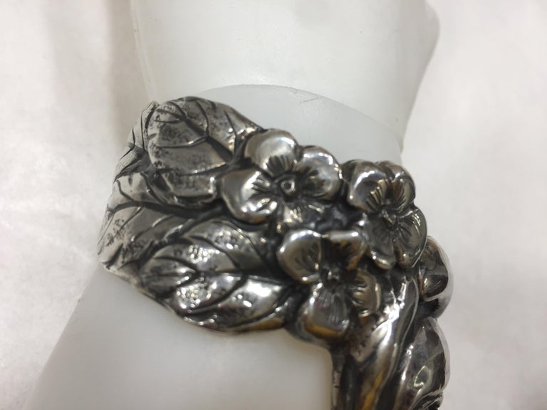 Cuff Bracelet, Rose, Sterling Silver, Handmade, Italy For Sale at 1stDibs