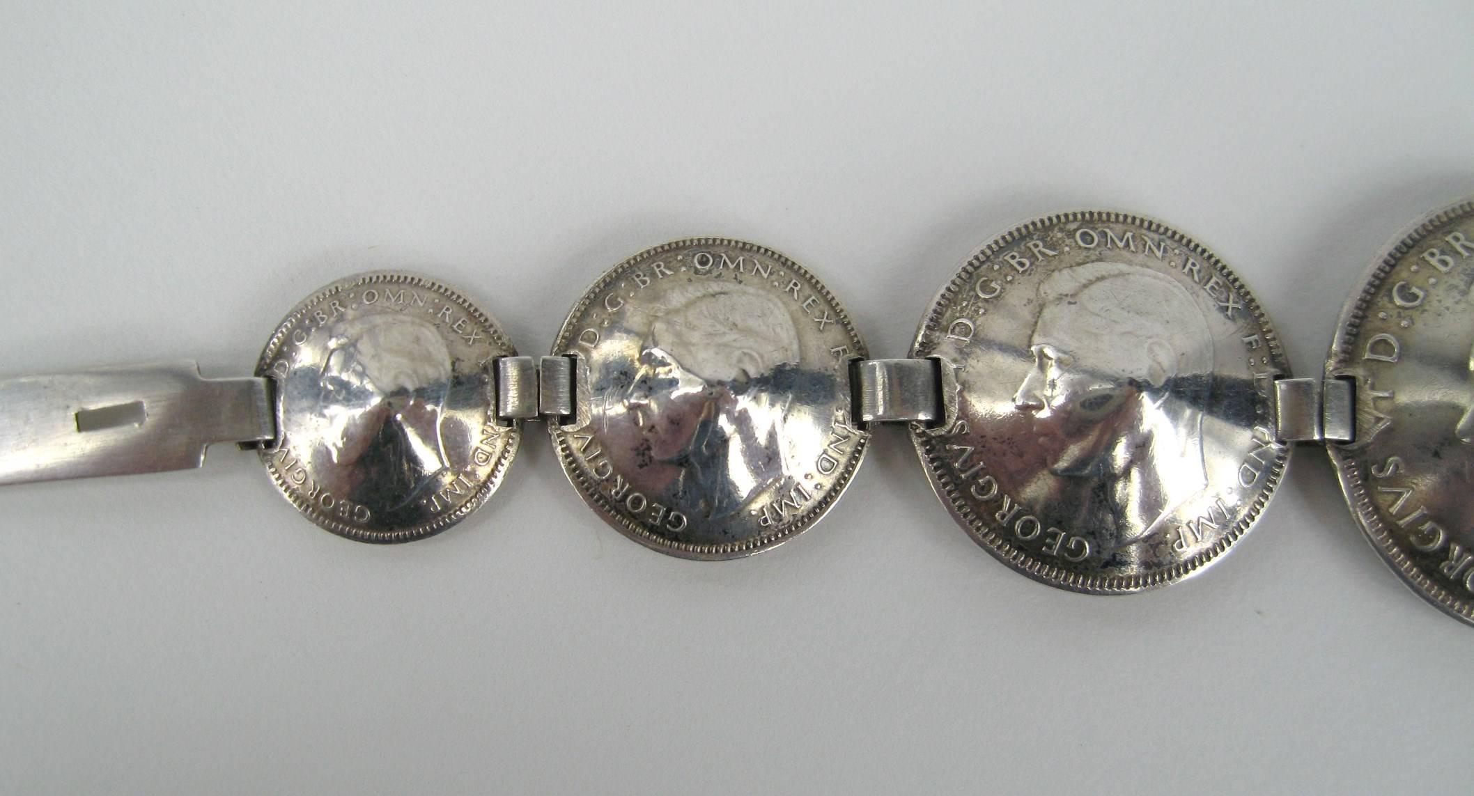  Sterlingsilber-Armband Münze 1943 australisches Schilling  Damen im Angebot