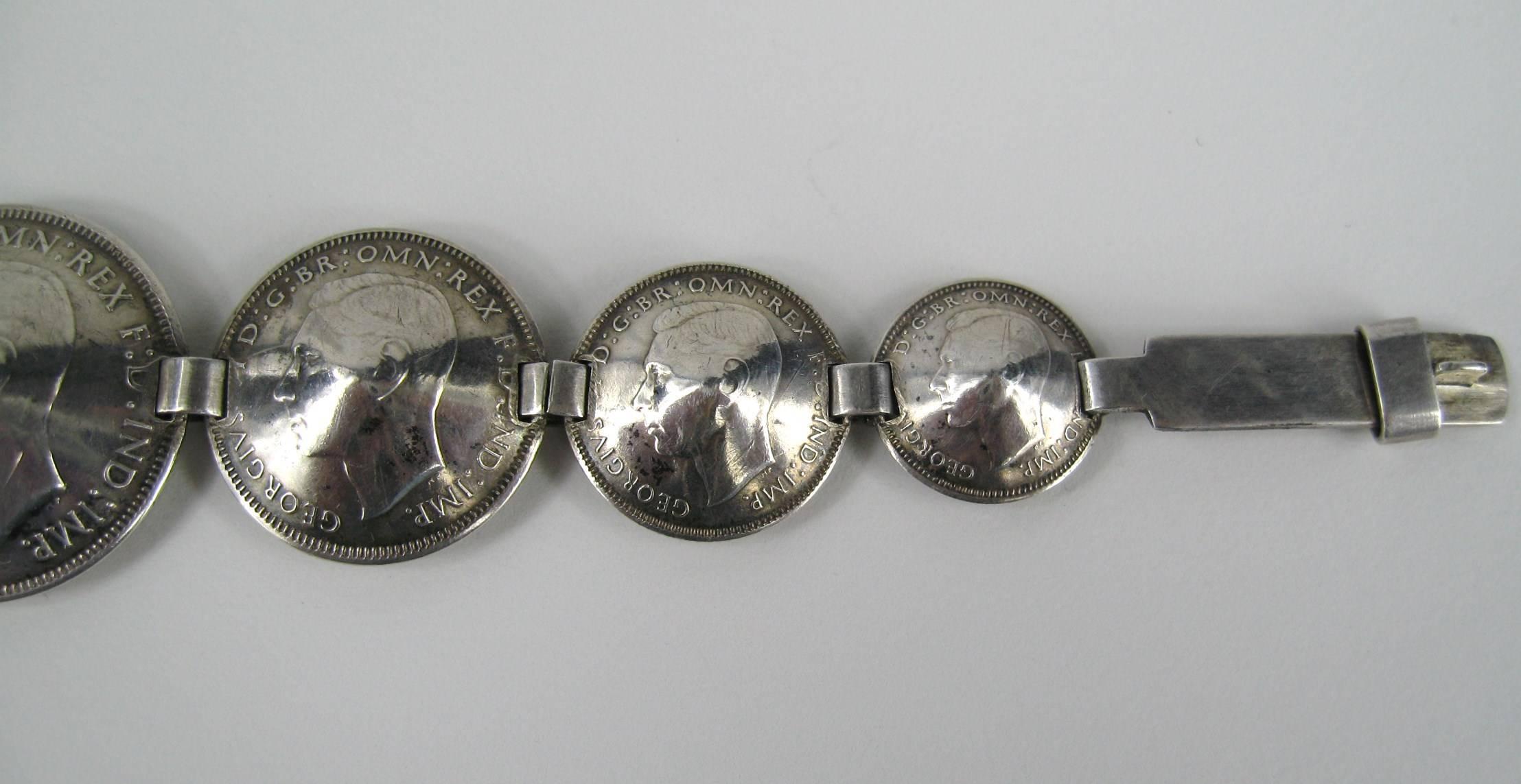  Sterlingsilber-Armband Münze 1943 australisches Schilling  im Angebot 1