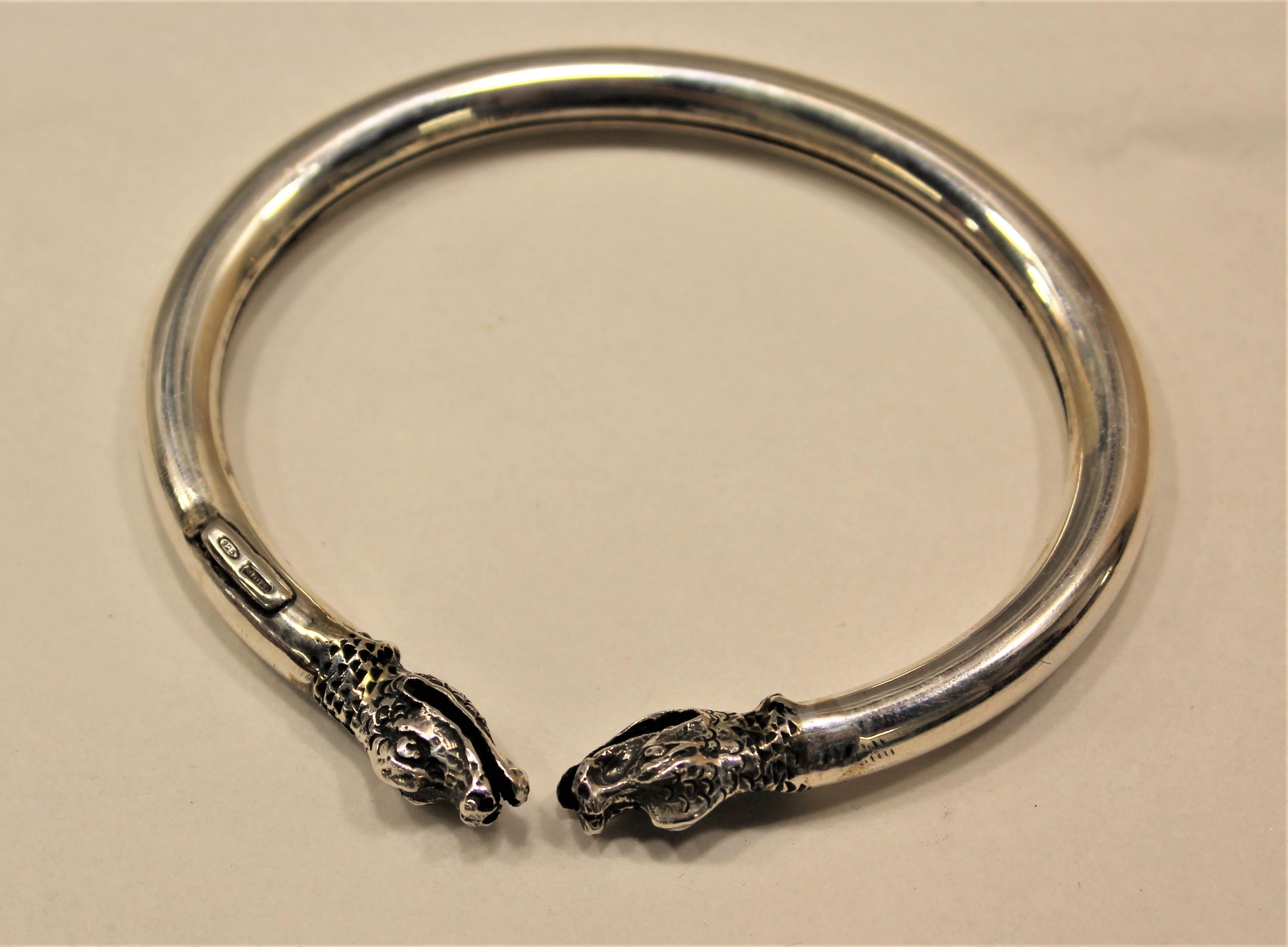 Women's or Men's Snake, Cuff Bracelet, Sterling Silver, Handmade, Italy For Sale