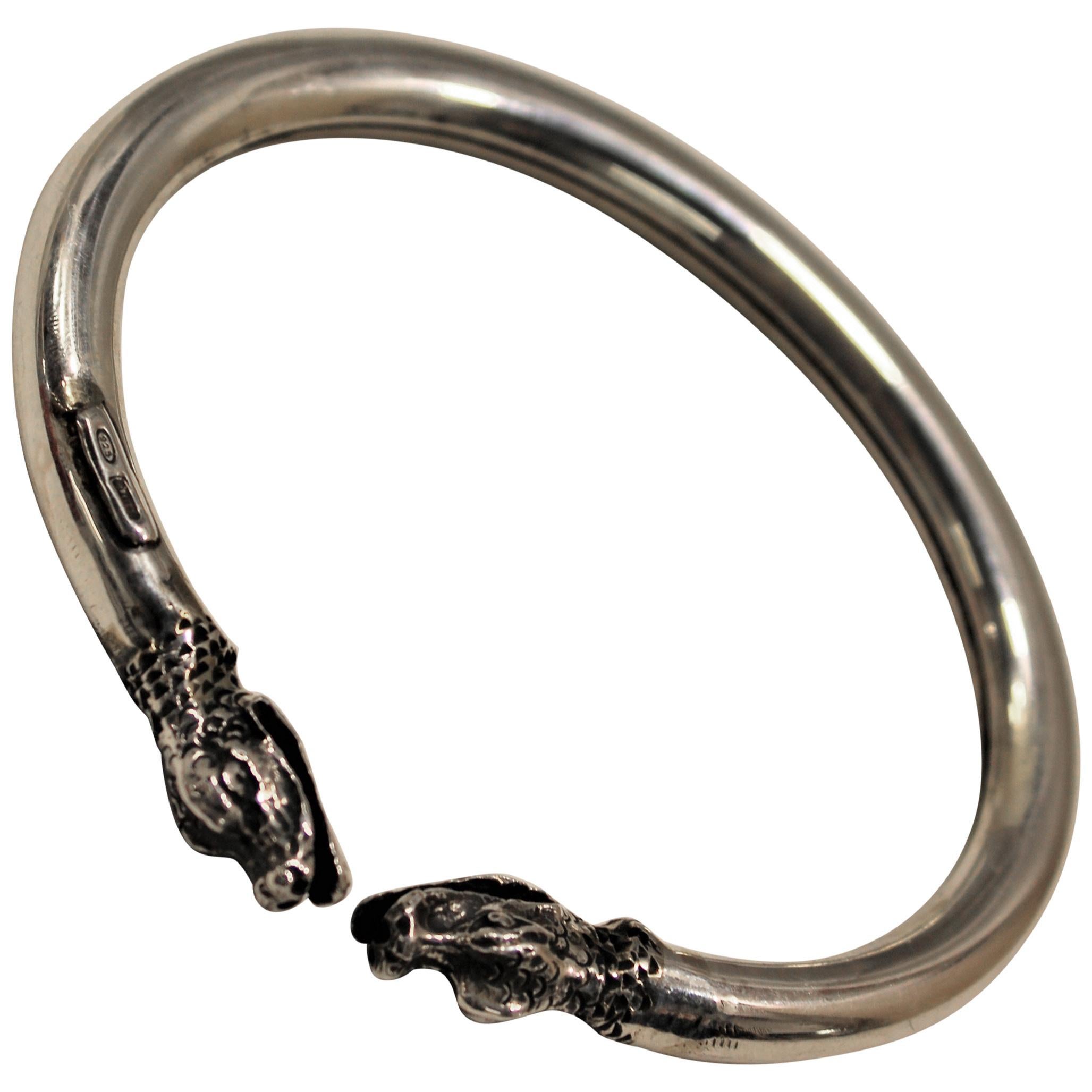 Snake, Cuff Bracelet, Sterling Silver, Handmade, Italy