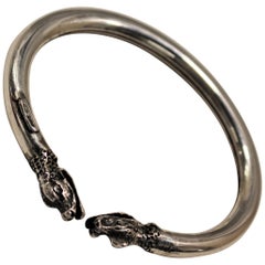 Snake, Cuff Bracelet, Sterling Silver, Handmade, Italy
