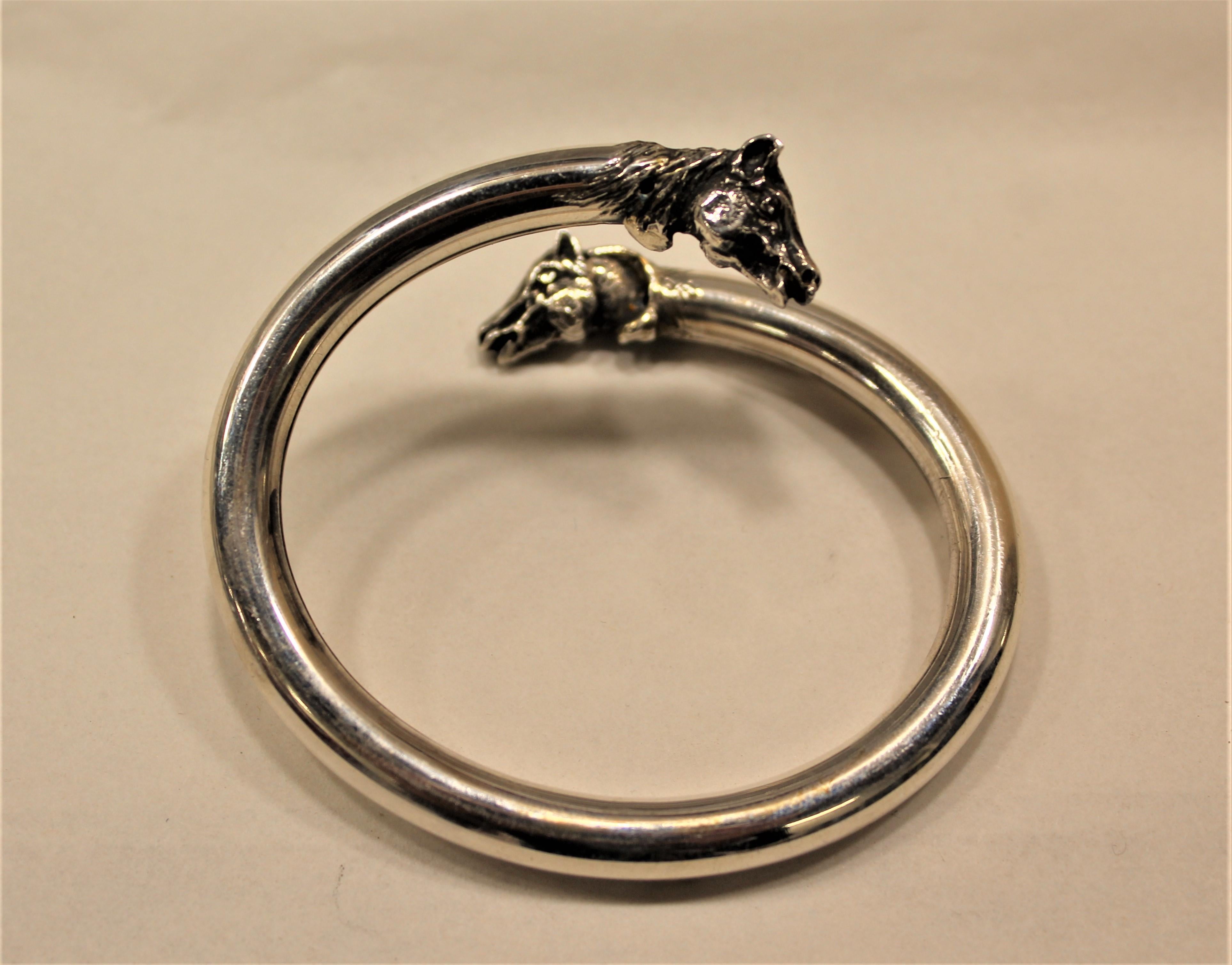 Horse, Cuff Bracelet, Sterling Silver, Handmade, Italy In New Condition For Sale In Firenze, IT