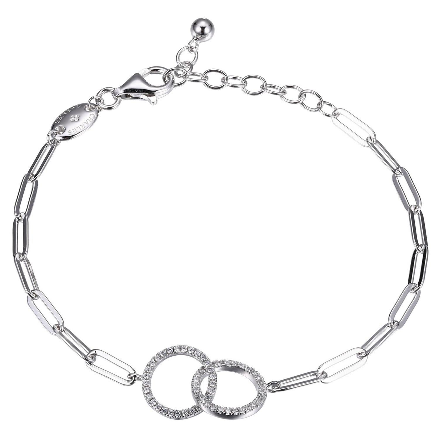 Circle Sterling Silver Bracelet with Black Diamonds plated in 18K Gold main image 0