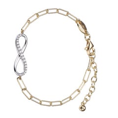 Chaîne de bracelet Paperclip en argent sterling (3 mm) CZ Infinity, finition en or jaune