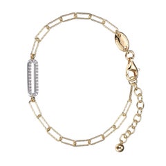 Sterling Silver Bracelet Paperclip Chain (3mm) CZ Link, Yellow Gold Finish