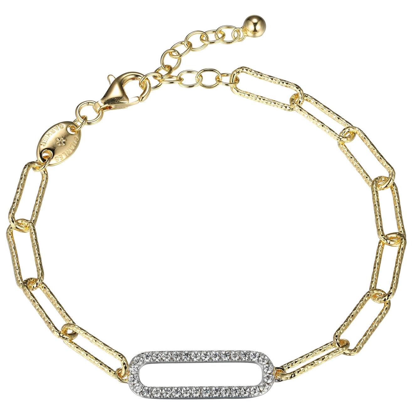 Agatha Paris Silver Tone Curb Link Chain Bracelet with Medallion For