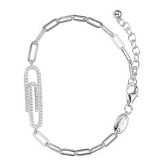 Sterlingsilber-Armband Paperclip Kette (3 mm) CZ Paperclip, Rhodium-Finish