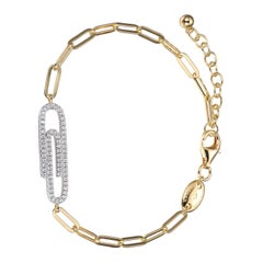 Sterlingsilber-Armband Paperclip Kette (3 mm) CZ Paperclip, Gelbgold-Finish