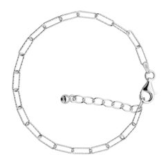 Sterling Silver Bracelet Paperclip Chain (3mm), Rhodium Finish