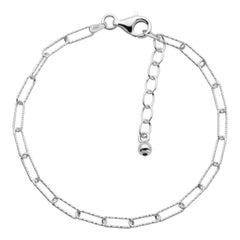 Sterling Silver Bracelet Paperclip Chain (3mm), Rhodium Finish