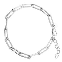 Sterling Silver Bracelet Paperclip Chain (5mm), Rhodium Finish