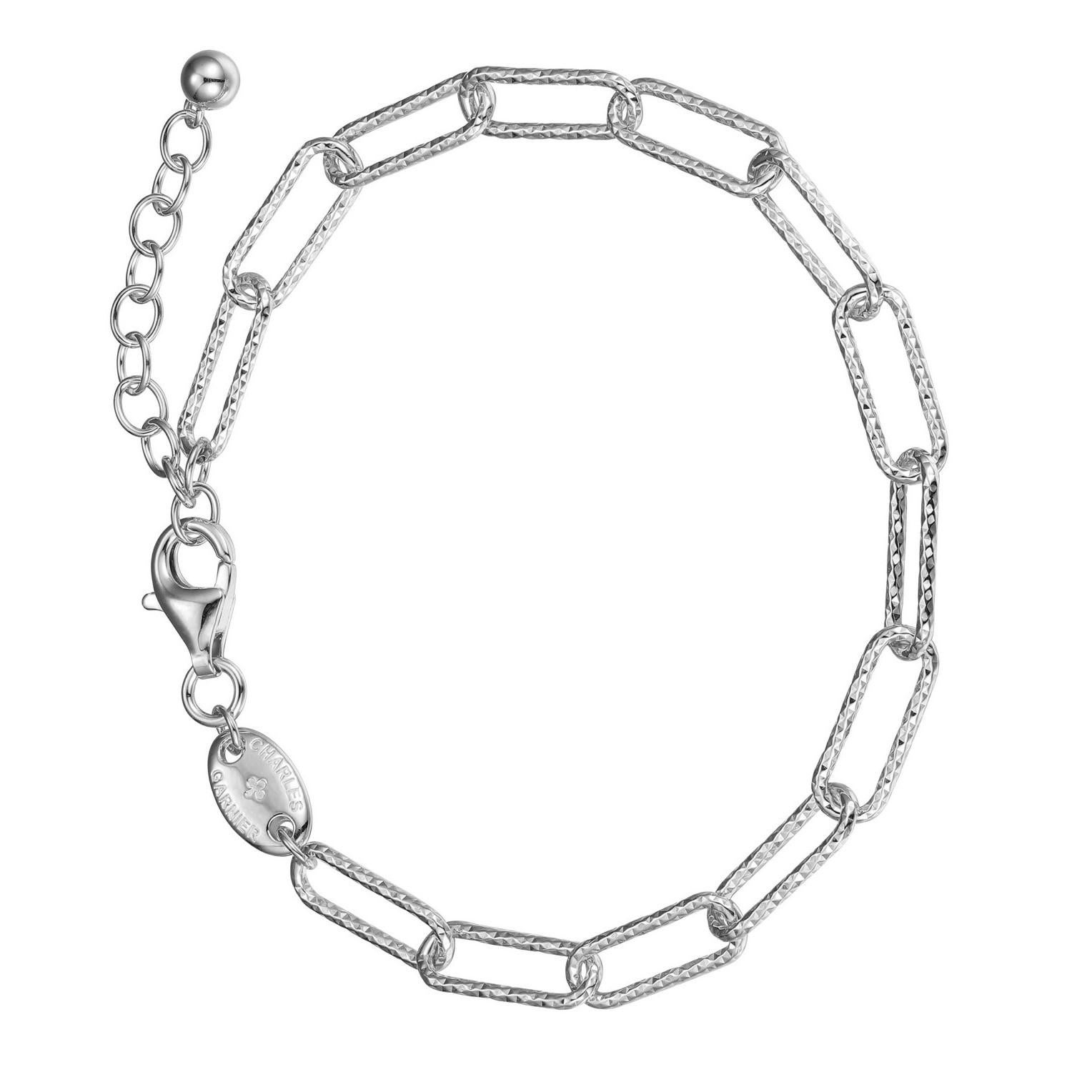 Sterling Silver Bracelet Paperclip Chain (5mm), Rhodium Finish In New Condition For Sale In Dallas, TX