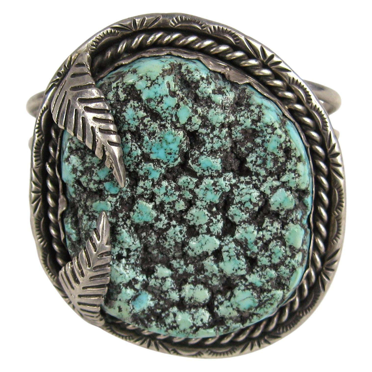 Sterling Silver Bracelet Sea Foam Turquoise Handcrafted cuff bracelet Navajo